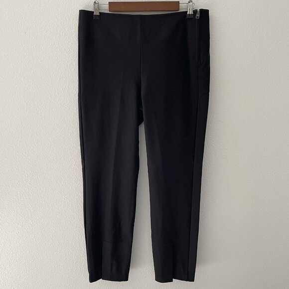 Athleta Interstellar Tight Flat Front Slit Hem Straight Leg Nylon Pant Black 12 - Picture 1 of 9